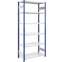 EUROKRAFTpro Magazijn-inhaakstelling, stellingstaander blauw, h x b = 2500 x 1000 mm, legbord lichtgrijs, basisstelling, diepte 600 mm