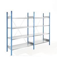 EUROKRAFTpro Fachboden-Steckregal, blau / verzinkt Regalhöhe 2000 mm, Fachbodenbreite 1215 mm Anbauregal, Fachbodentiefe 550 mm