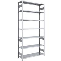 EUROKRAFTpro Magazijn inhaakstelling, verzinkt, h x b = 3000 x 1300 mm, met 7 stalen legborden, basisstelling, vakdraagvermogen 185 kg, diepte 500 mm