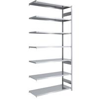 EUROKRAFTpro Magazijn inhaakstelling, verzinkt, h x b = 3000 x 1300 mm, met 7 stalen legborden, aanbouwstelling, vakdraagvermogen 240 kg, diepte 600 mm