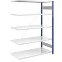 EUROKRAFTpro Magazijn-inhaakstelling, stellingstaander blauw, h x b = 2000 x 1300 mm, legbord lichtgrijs, aanbouwstelling, diepte 800 mm