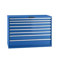 LISTA Ladenkast, plaatstaal, h x b = 1000 x 1431 mm, 8 laden, laadvermogen 75 kg, gentiaanblauw