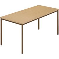 Rechthoekige tafel, vierkante buis met coating, b x d = 1500 x 800 mm, naturel beukenhout / bruin