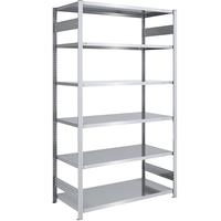 EUROKRAFTpro Magazijn inhaakstelling, verzinkt, h x b = 2500 x 1300 mm, met 6 stalen legborden, basisstelling, vakdraagvermogen 190 kg, diepte 800 mm