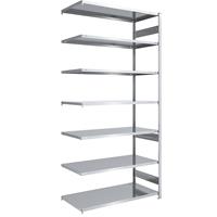 EUROKRAFTpro Magazijn inhaakstelling, verzinkt, h x b = 3000 x 1300 mm, met 7 stalen legborden, aanbouwstelling, vakdraagvermogen 190 kg, diepte 800 mm