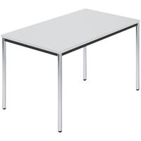 Rechthoekige tafel, met ronde, verchroomde tafelpoten, b x d = 1200 x 800 mm, grijs