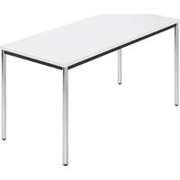 Rechthoekige tafel, met ronde, verchroomde tafelpoten, b x d = 1400 x 700 mm, wit