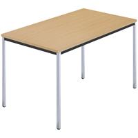 Rechthoekige tafel, met vierkante, verchroomde tafelpoten, b x d = 1200 x 800 mm, naturel beukenhout