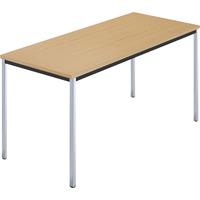 Rechthoekige tafel, met vierkante, verchroomde tafelpoten, b x d = 1400 x 700 mm, naturel beukenhout