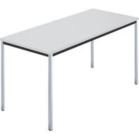 Rechthoekige tafel, met vierkante, verchroomde tafelpoten, b x d = 1400 x 700 mm, grijs