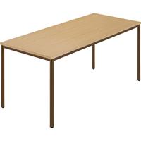 Rechthoekige tafel, ronde buis met coating, b x d = 1600 x 800 mm, naturel beukenhout / bruin