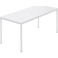 Rechthoekige tafel, vierkante buis met coating, b x d = 1600 x 800 mm, wit / grijs