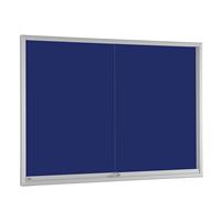 Vitrinekast met schuifdeuren, voor 18 x A4, gentiaanblauw