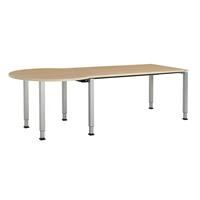 mauser Rechthoekige tafel, b x d = 1600 x 800 mm, halve ronding links, blad ahornhoutdecor, onderstel blank aluminiumkleurig