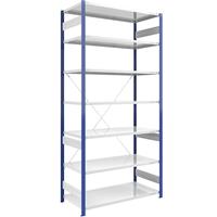 EUROKRAFTpro Magazijn-inhaakstelling, stellingstaander blauw, h x b = 3000 x 1300 mm, legbord lichtgrijs, basisstelling, diepte 800 mm