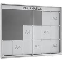 WSM Informatiebord met schuifdeur, 60 mm diep, 6 x 3, aluminium zilverkleurig