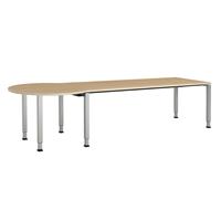 mauser Rechthoekige tafel, b x d = 2000 x 800 mm, halve ronding links, blad ahornhoutdecor, onderstel blank aluminiumkleurig