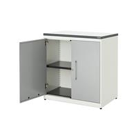 Mauser Flügeltürenschrank HxB 830 x 800 mm, Kunststoffplatte, 1 Fachboden reinweiß / weißaluminium / weiß