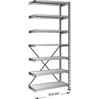 Inhaakstelling, verzinkt, 7 legborden, hoogte 2640 mm, legbordbreedte 800 mm, diepte 1000 mm, aanbouwstelling