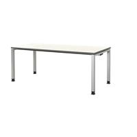 mauser Rechthoekige tafel, voetvorm van vierkante buis, h x b x d = 680 - 760 x 1800 x 800 mm, tafelblad kunststof gecoat, blad wit, onderstel aluminiumkleurig