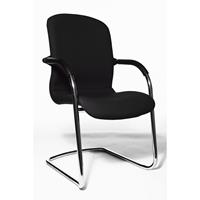 Topstar OPEN CHAIR - de design bezoekersstoel, sledestoel met textielbekleding, VE = 2 stuks, zwart