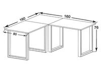 VCM Eckschreibtisch, Schreibtisch, Büromöbel, Computertisch, Winkeltisch, Tisch, Büro, Lona, 160 x 160 x 80 grau