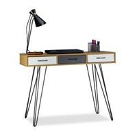 Relaxdays Designer Schreibtisch mit Schubladen holzfarben
