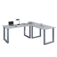 VCM Eckschreibtisch Schreibtisch Büromöbel Computertisch Winkeltisch Tisch Büro Lona, 130 x 160 x 50 cm grau