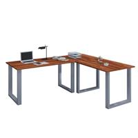 VCM Eckschreibtisch Schreibtisch Büromöbel Computertisch Winkeltisch Tisch Büro Lona, 130 x 160 x 50 cm dunkelbraun