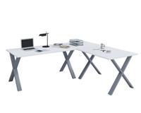 VCM Eckschreibtisch, Schreibtisch, Büromöbel, Computertisch, Winkeltisch, Tisch, Büro, Lona, 130 x 130 x 50 cm weiß