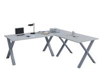 VCM Eckschreibtisch, Schreibtisch, Büromöbel, Computertisch, Winkeltisch, Tisch, Büro, Lona, 130 x 130 x 50 cm grau
