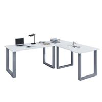 VCM Eckschreibtisch, Schreibtisch, Büromöbel, Computertisch, Winkeltisch, Tisch, Büro, Lona, 130 x 130 x 50 cm weiß