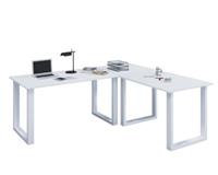 VCM Eckschreibtisch, Schreibtisch, Büromöbel, Computertisch, Winkeltisch, Tisch, Büro, Lona, 160 x 130 x 50 cm weiß