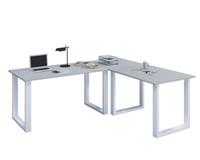 VCM Eckschreibtisch, Schreibtisch, Büromöbel, Computertisch, Winkeltisch, Tisch, Büro, Lona, 160 x 130 x 50 cm grau