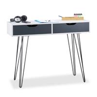 Relaxdays Schreibtisch mit Schubladen weiß/grau