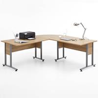 Büro-Winkelschreibtisch 120 x 120cm COLUMBUS-10 in Alteiche Nb. - B x H x T ca.: 200 x 75 x 200 cm