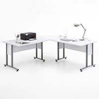 Büro-Winkelschreibtisch 120 x 120cm COLUMBUS-10 in Brilliantweiß matt - B x H x T ca.: 200 x 75 x 200 cm