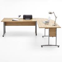 Büro-Winkelschreibtisch 120 x 160cm COLUMBUS-10 in Alteiche Nb. - B x H x T ca.: 240 x 75 x 200 cm