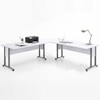 Büro Winkelschreibtisch 160 x 160cm COLUMBUS-10 in Brilliantweiß matt - B x H x T ca.: 240 x 75 x 240 cm