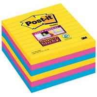 post-it Super Sticky Grote Notes Gelijnd 101 x 101 mm Rio Kleuren 6 Blokken van 90 Vellen