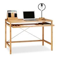 Relaxdays Computertisch Holz mit Tastaturauszug beige