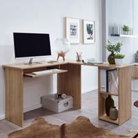 WOHNLING Schreibtischkombination´140 x 75,5 x 120 cm Eckschreibtisch Home Office mit Regal und Tastaturauszug mehrfarbig