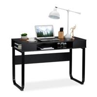 Relaxdays Schreibtisch mit 3 Ablagefächern schwarz