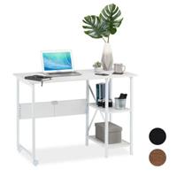 Relaxdays Schreibtisch klappbar mit Ablagen weiß
