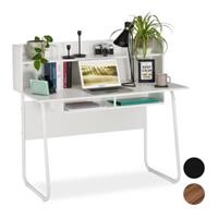 Relaxdays Schreibtisch mit Ablagefächern weiß
