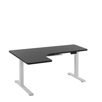 Beliani - Steh Schreibtisch elektrisch höhenverstellbar links schwarz/weiß 160x110 Destin ii - Schwarz