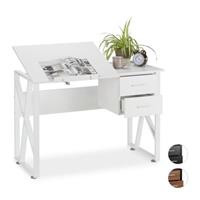 Relaxdays Schreibtisch neigbar weiß
