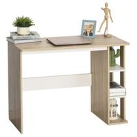 HOMCOM Schreibtisch mit Seitenregal braun/weiß
