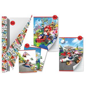 Benza Mario Kart - Back To School Schoolpakket - Kaftpapier Voor Schoolboeken En Schriften