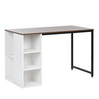 Beliani - Schreibtisch Bürotisch Computertisch weiß / dunkler Holzfarbton Dese - Dunkler Holzfarbton